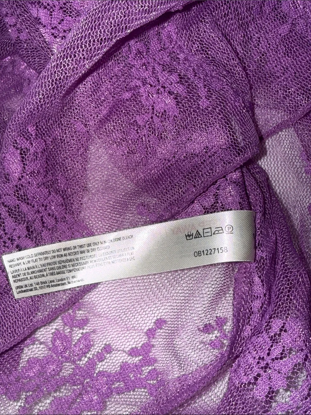 NWOT  Free People Lady Lux Layering Sheer Lace Long-Sleeve Top Lilac combo Small